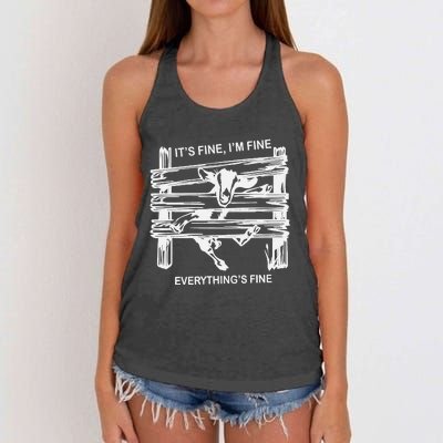 Funny Goat It's Fine I'm Fine Everything Is Fine Women's Knotted Racerback Tank