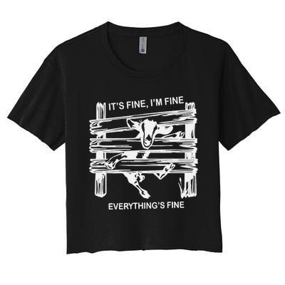 Funny Goat It's Fine I'm Fine Everything Is Fine Women's Crop Top Tee