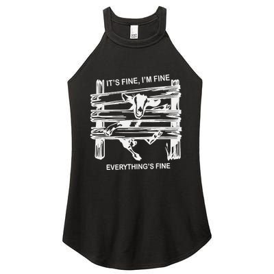 Funny Goat It's Fine I'm Fine Everything Is Fine Women's Perfect Tri Rocker Tank