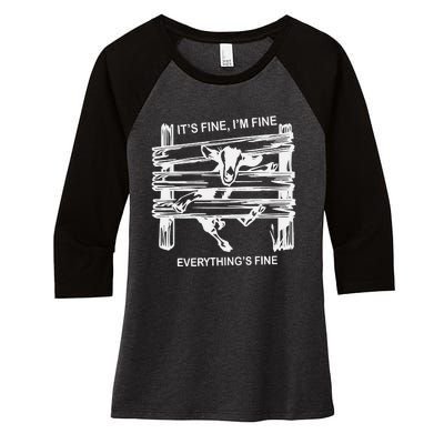 Funny Goat It's Fine I'm Fine Everything Is Fine Women's Tri-Blend 3/4-Sleeve Raglan Shirt