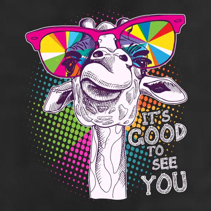 Funny Giraffe It's Good To See You 7 Panel Mesh Trucker Snapback Hat