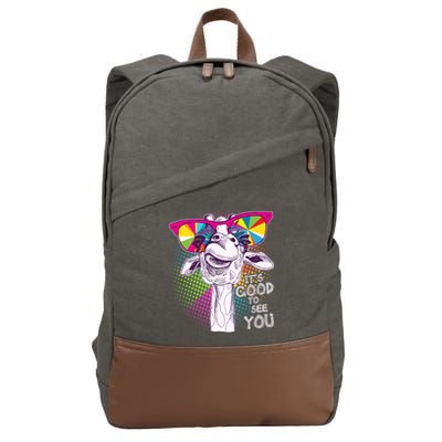 Funny Giraffe It's Good To See You Cotton Canvas Backpack