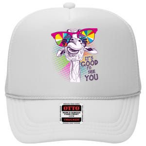 Funny Giraffe It's Good To See You High Crown Mesh Back Trucker Hat