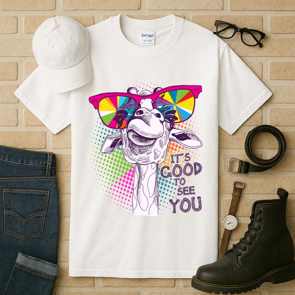 Funny Giraffe It's Good To See You Tall T-Shirt