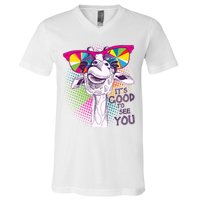 Funny Giraffe It's Good To See You V-Neck T-Shirt