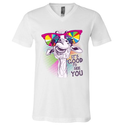 Funny Giraffe It's Good To See You V-Neck T-Shirt