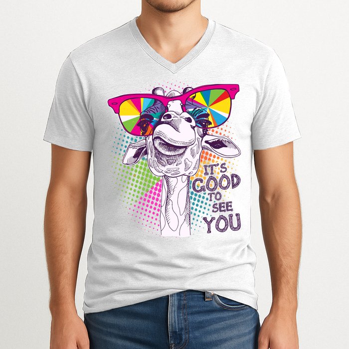 Funny Giraffe It's Good To See You V-Neck T-Shirt