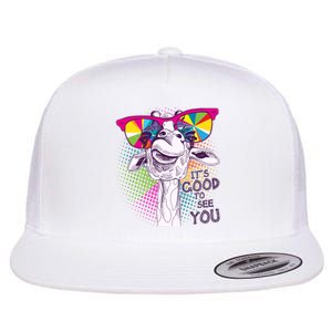 Funny Giraffe It's Good To See You Flat Bill Trucker Hat