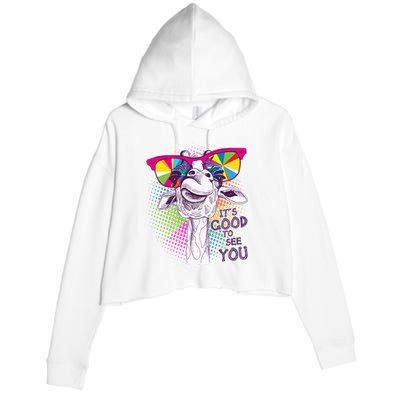 Funny Giraffe It's Good To See You Crop Fleece Hoodie