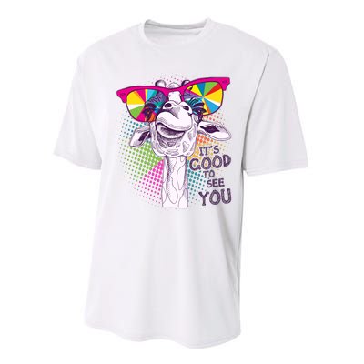 Funny Giraffe It's Good To See You Performance Sprint T-Shirt