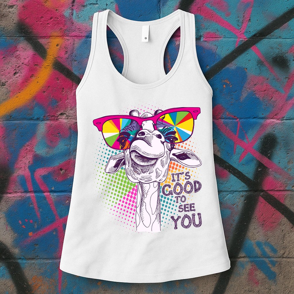 Funny Giraffe It's Good To See You Womens Tank Top