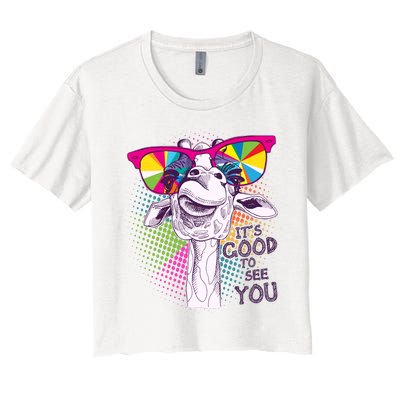 Funny Giraffe It's Good To See You Women's Crop Top Tee