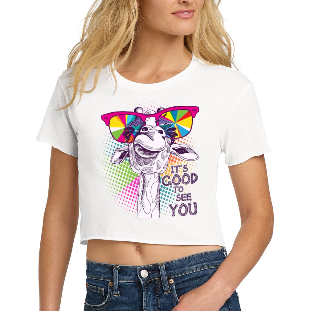 Funny Giraffe It's Good To See You Crop Top