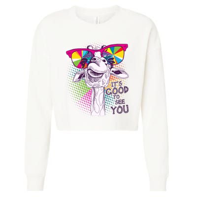 Funny Giraffe It's Good To See You Cropped Pullover Crew