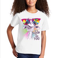Funny Giraffe It's Good To See You Kids T-Shirt