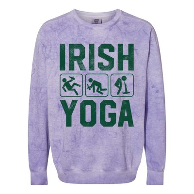 Funny Green Irish Yoga St Patricks Day Funny Gift Colorblast Crewneck Sweatshirt