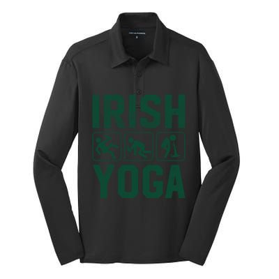 Funny Green Irish Yoga St Patricks Day Funny Gift Silk Touch Performance Long Sleeve Polo