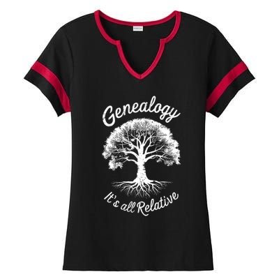 Family Genealogy Its All Relative Gift Ladies Halftime Notch Neck Tee