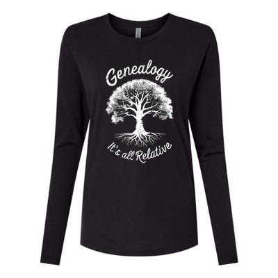 Family Genealogy Its All Relative Gift Womens Cotton Relaxed Long Sleeve T-Shirt