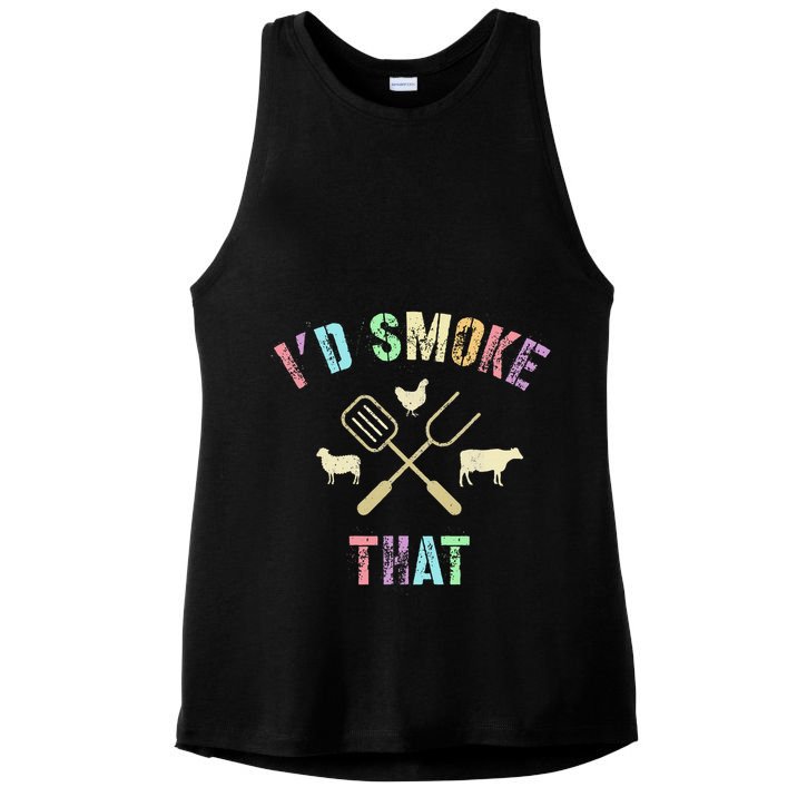 Funny Grilling ID Smoke That Grills Chef Pit Meat Gangster Ladies PosiCharge Tri-Blend Wicking Tank