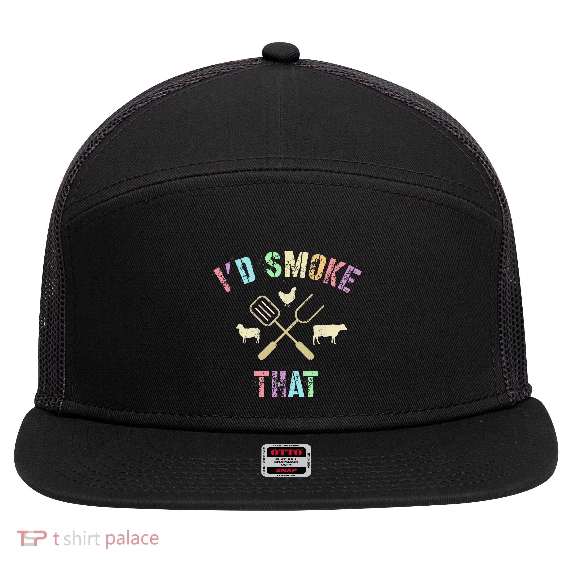 Funny Grilling ID Smoke That Grills Chef Pit Meat Gangster 7 Panel Mesh Trucker Snapback Hat