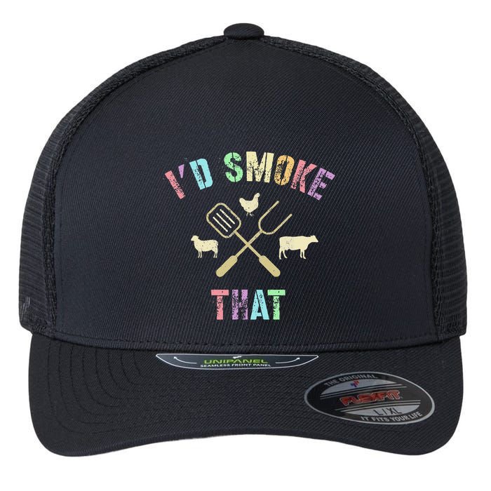 Funny Grilling ID Smoke That Grills Chef Pit Meat Gangster Flexfit Unipanel Trucker Cap