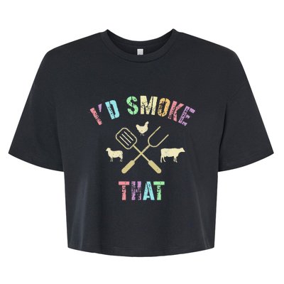 Funny Grilling ID Smoke That Grills Chef Pit Meat Gangster Bella+Canvas Jersey Crop Tee