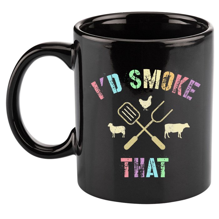 Funny Grilling ID Smoke That Grills Chef Pit Meat Gangster 11oz C Handle Ceramic Mug