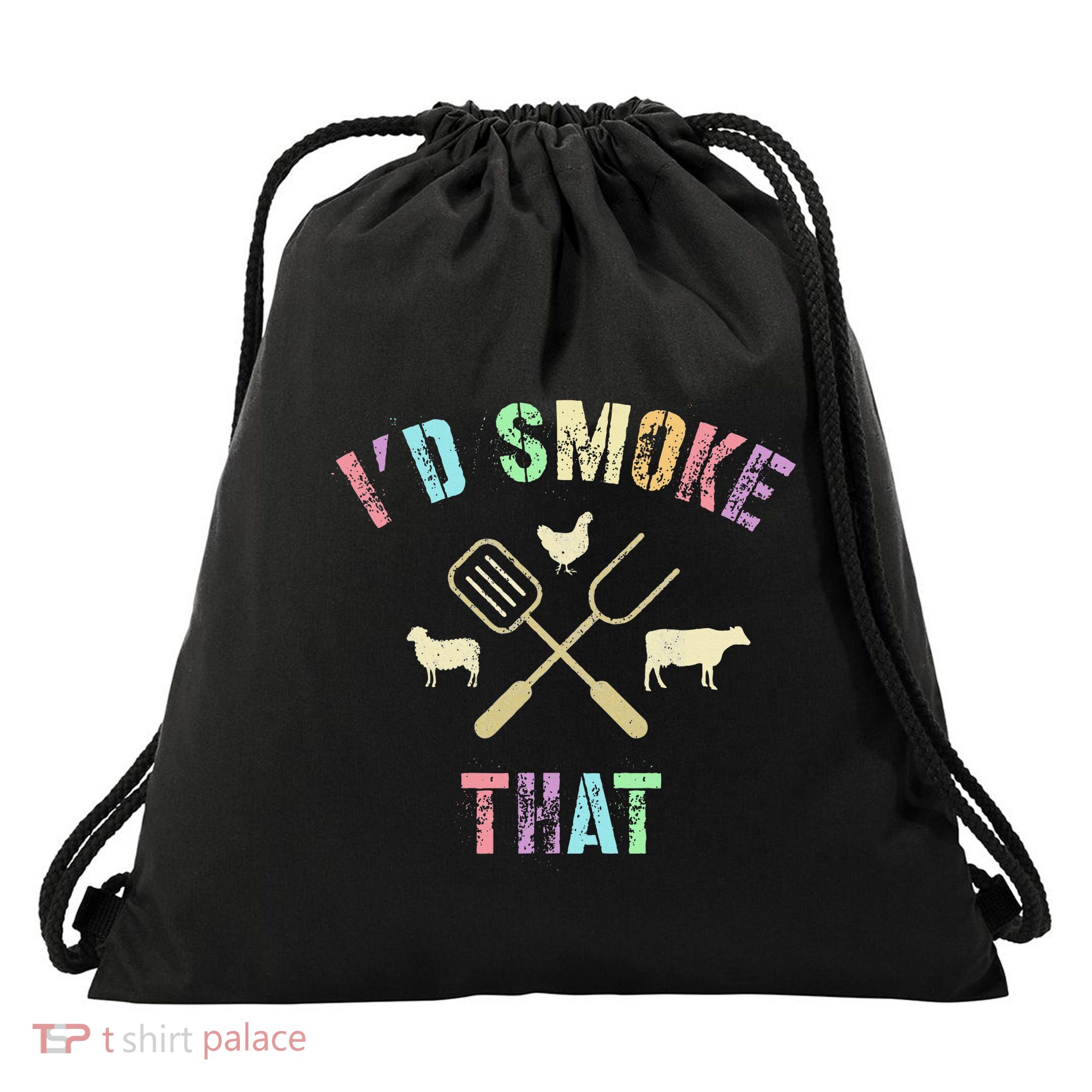 Funny Grilling ID Smoke That Grills Chef Pit Meat Gangster Drawstring Bag