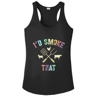 Funny Grilling ID Smoke That Grills Chef Pit Meat Gangster Ladies PosiCharge Competitor Racerback Tank