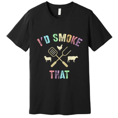 Funny Grilling ID Smoke That Grills Chef Pit Meat Gangster Premium T-Shirt