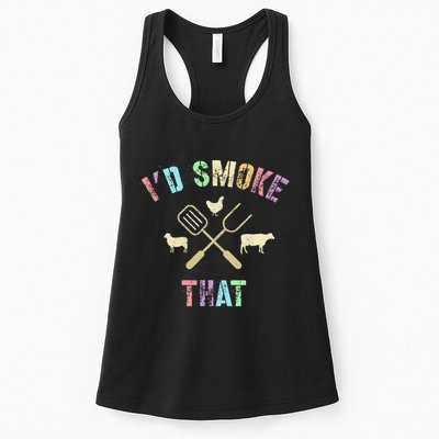 Funny Grilling ID Smoke That Grills Chef Pit Meat Gangster Womens Tank Top