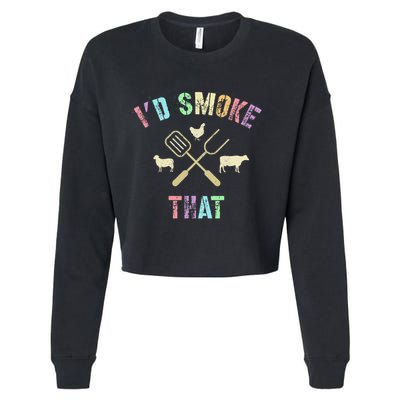Funny Grilling ID Smoke That Grills Chef Pit Meat Gangster Cropped Pullover Crew
