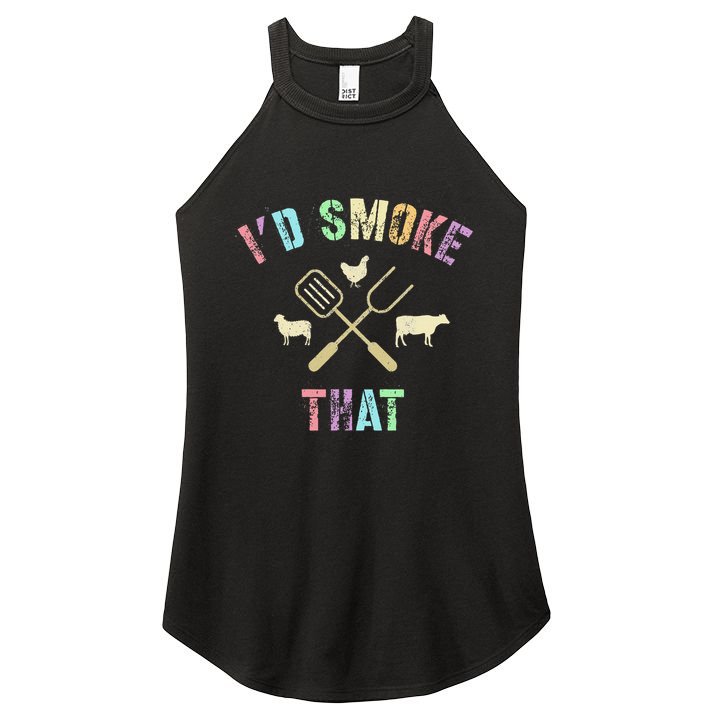 Funny Grilling ID Smoke That Grills Chef Pit Meat Gangster Women's Perfect Tri Rocker Tank