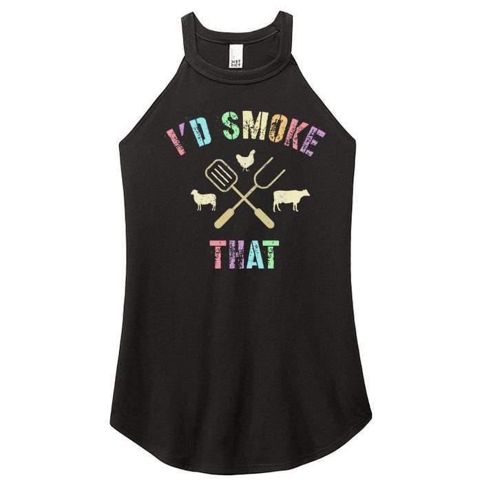 Funny Grilling ID Smoke That Grills Chef Pit Meat Gangster Women’s Perfect Tri Rocker Tank