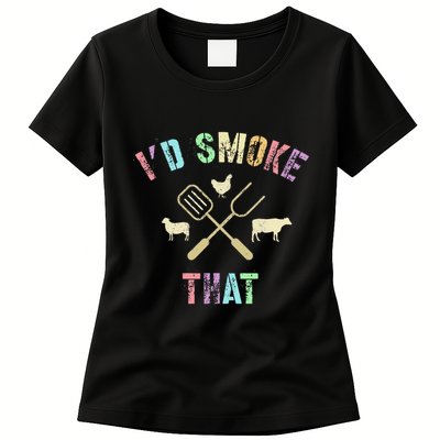 Funny Grilling ID Smoke That Grills Chef Pit Meat Gangster Womens T-Shirt
