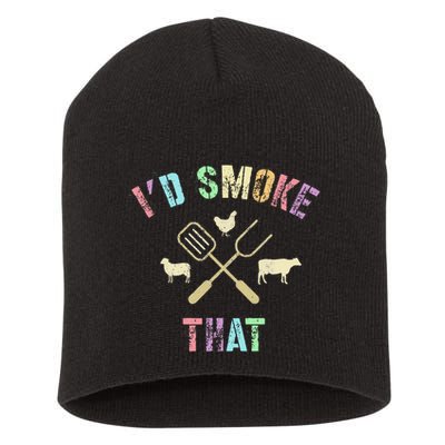 Funny Grilling ID Smoke That Grills Chef Pit Meat Gangster Short Acrylic Beanie