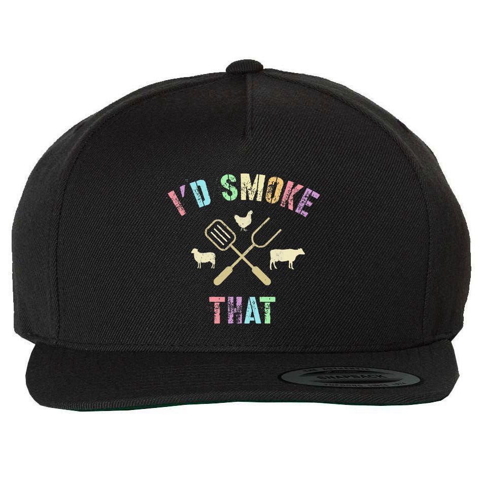 Funny Grilling ID Smoke That Grills Chef Pit Meat Gangster Wool Snapback Cap