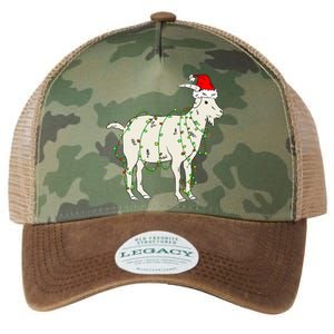 Funny Goat In Tangled Christmas Lights Santa Claus Hat Legacy Tie Dye Trucker Hat