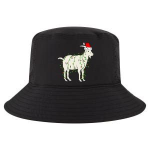 Funny Goat In Tangled Christmas Lights Santa Claus Hat Cool Comfort Performance Bucket Hat