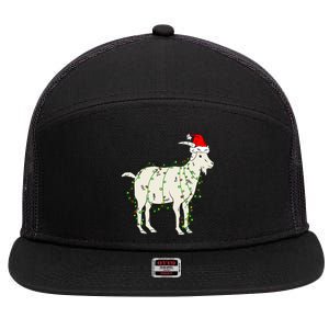 Funny Goat In Tangled Christmas Lights Santa Claus Hat 7 Panel Mesh Trucker Snapback Hat