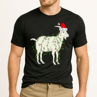 Funny Goat In Tangled Christmas Lights Santa Claus Hat Cooling Performance Crew T-Shirt