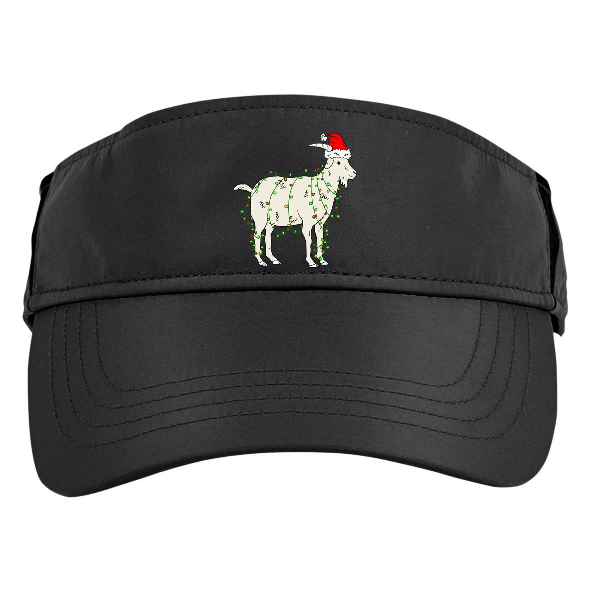 Funny Goat In Tangled Christmas Lights Santa Claus Hat Adult Drive Performance Visor