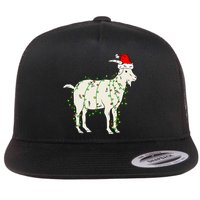 Funny Goat In Tangled Christmas Lights Santa Claus Hat Flatbill Hat