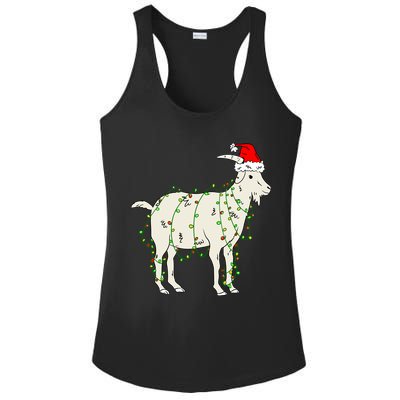 Funny Goat In Tangled Christmas Lights Santa Claus Hat Ladies PosiCharge Competitor Racerback Tank