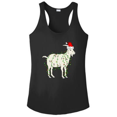 Funny Goat In Tangled Christmas Lights Santa Claus Hat Ladies PosiCharge Competitor Racerback Tank