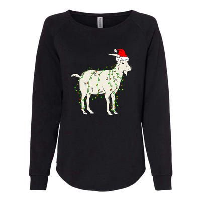 Funny Goat In Tangled Christmas Lights Santa Claus Hat Womens California Wash Sweatshirt