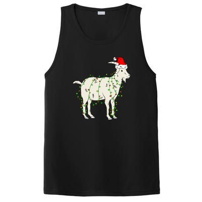 Funny Goat In Tangled Christmas Lights Santa Claus Hat PosiCharge Competitor Tank