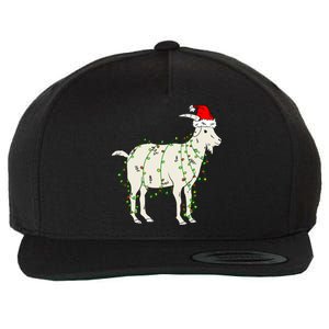 Funny Goat In Tangled Christmas Lights Santa Claus Hat Wool Snapback Cap