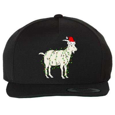 Funny Goat In Tangled Christmas Lights Santa Claus Hat Wool Snapback Cap
